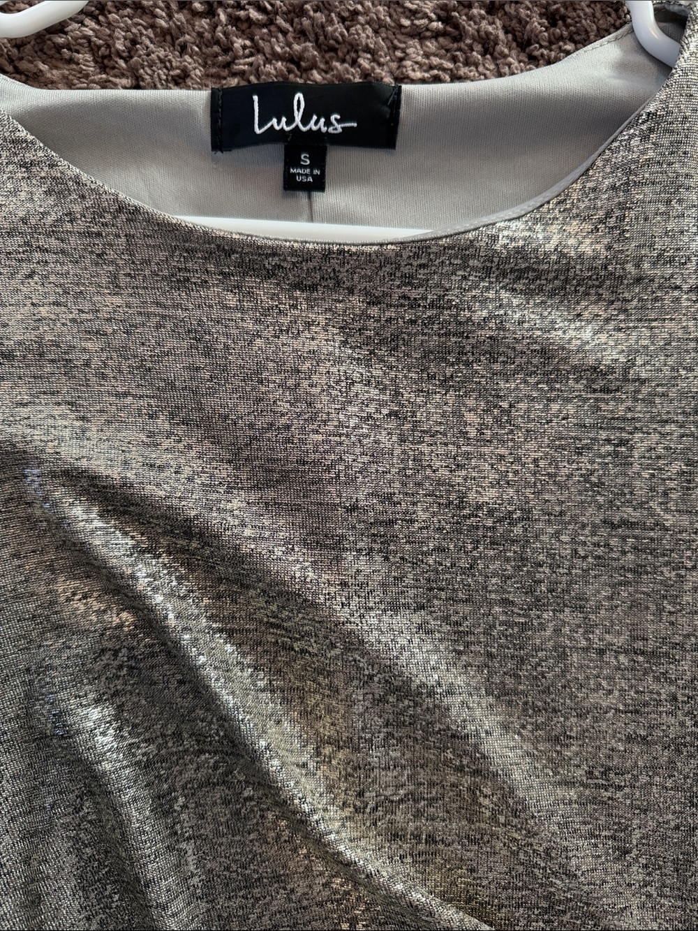 Lulu's Metallic Gold Ruched Long-Sleeve Dress - Picture 2 of 3